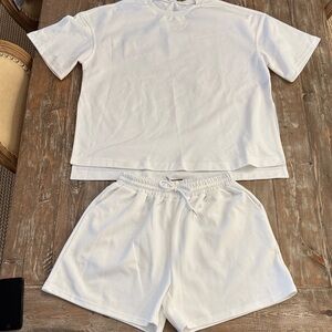 White T-Shirt and Shorts Set